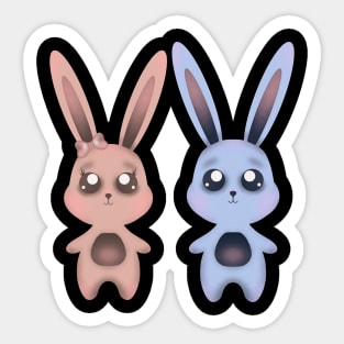 Cute Boy and Girl Bunny Couple Sticker